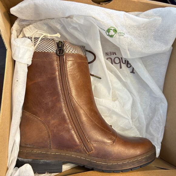 Jambu Chestnut Leather Boots 8.5 NWT Brown Mid Calf Ankle Booties Lace Boho - Picture 8 of 10